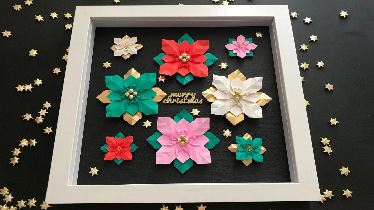 クリスマス折り紙 ポインセチア 折り方 Origami Christmas Poinsettia Tutorial Niceno1 ナイス折り紙 Niceno1 Origami クラフトチャンネル